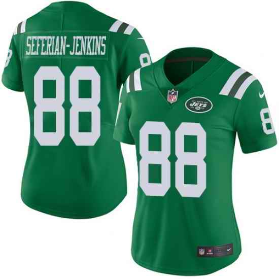 Nike Jets #88 Austin Seferian Jenkins Green Womens Stitched NFL Limited Rush Jersey